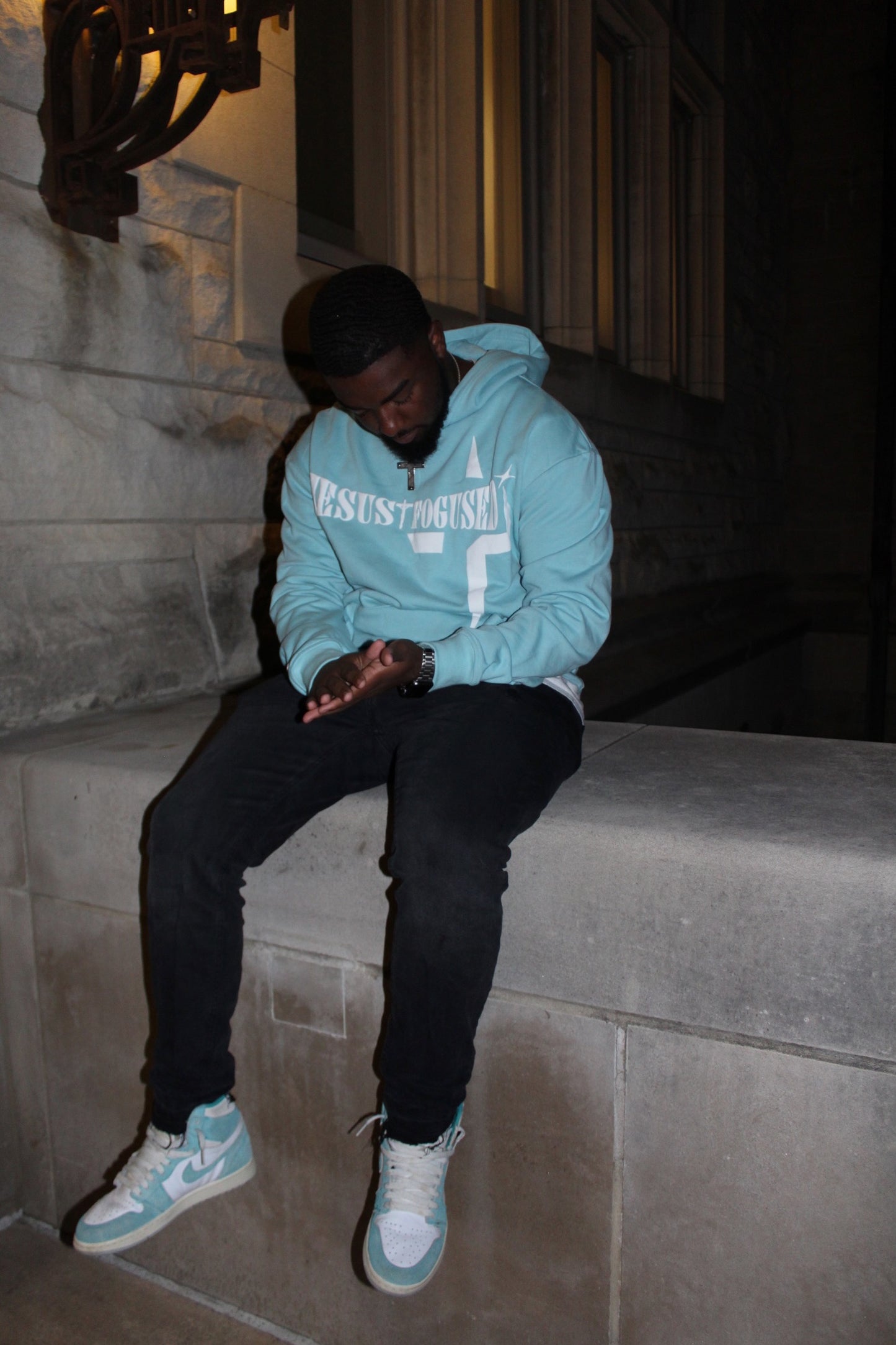 Baby Blue Jesus Focused Sweatshirt